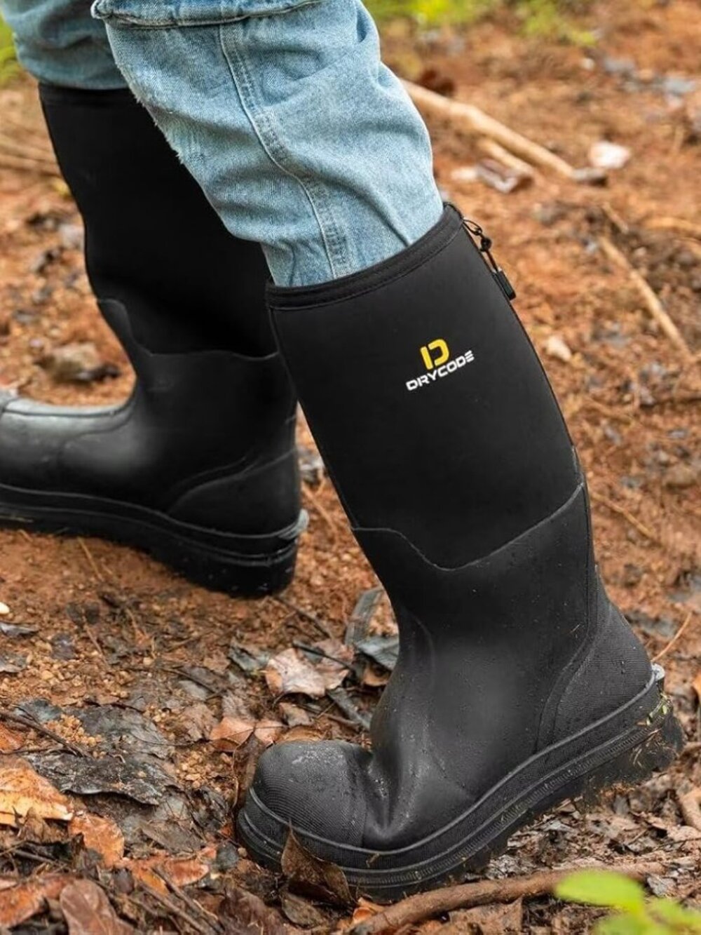 Drycode Women's Black Waterproof Rubber Mid-Calf Muck Rain Boots Size US 8